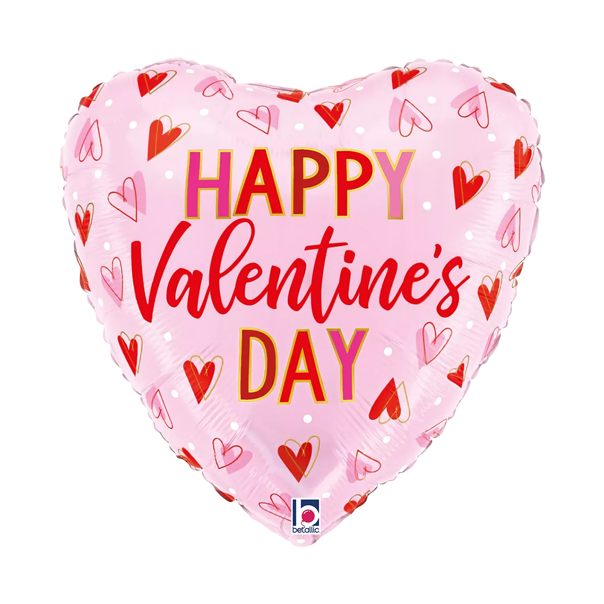 Grabo Valentine Hearts foil balloon, 18-inch, featuring red and pink heart designs for romantic celebrations.