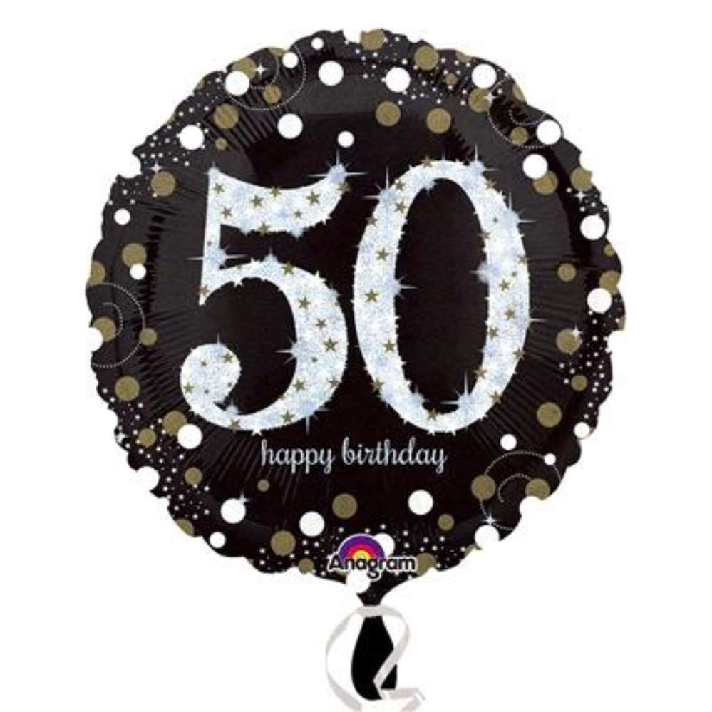 Anagram 50th Black & Gold 18" Foil Balloon