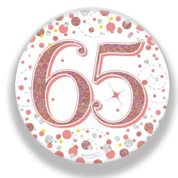Oaktree Sparkling Fizz Badge Age 65 Rose Gold 3