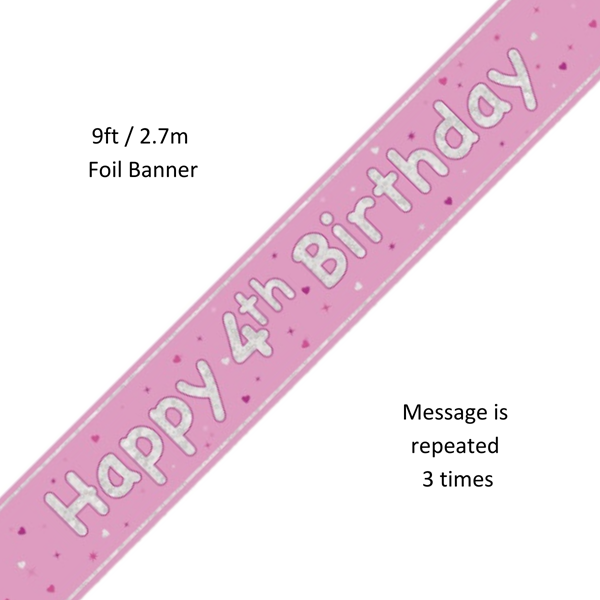 Unique Banner Pink Glitz Age 4 9ft