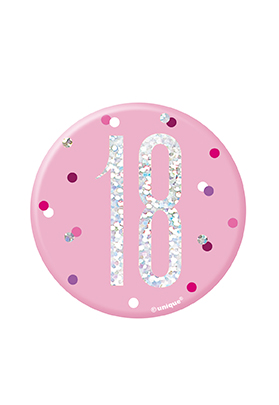 Unique Badge Pink Glitz Age 18 3