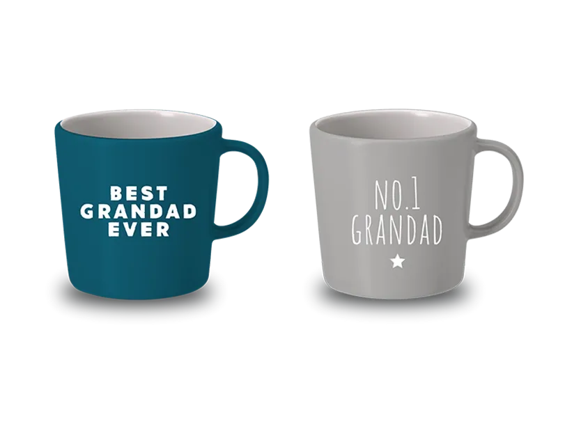 Grandad Mugs Blue/Grey 9.5x9cm 2pk