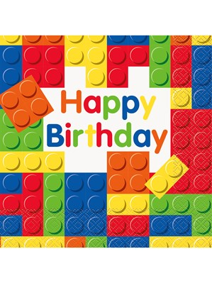 Unique Building Blocks BirthdayLunch Napkins 16pk