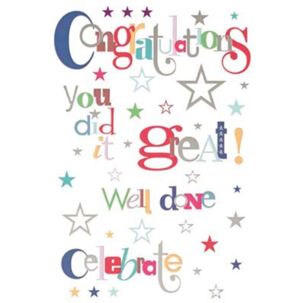 Six Simon Elvin congratulation cards from the C50 Everyday series, featuring colorful, celebratory designs on the front.