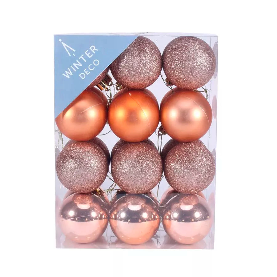 Shatterproof Baubles Champagne 6cm 24 Pack