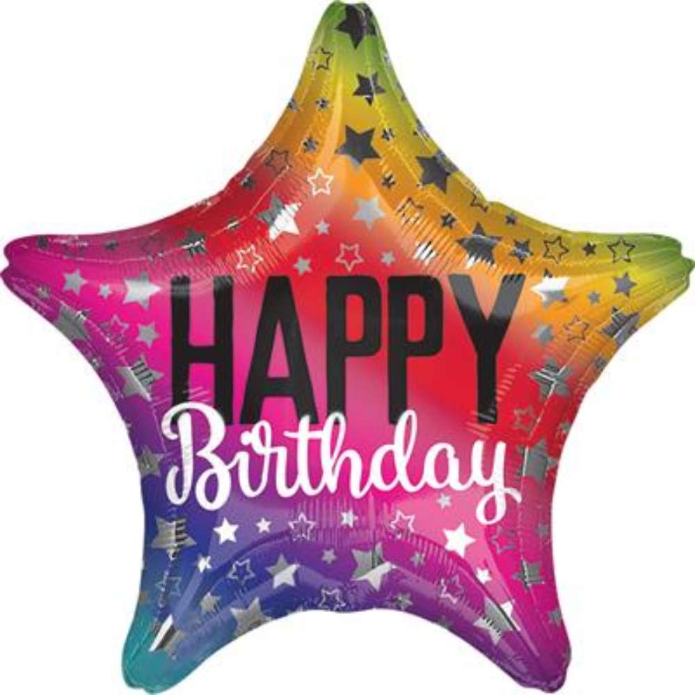 Anagram Foil Balloon 18" Star Rainbow Birthday