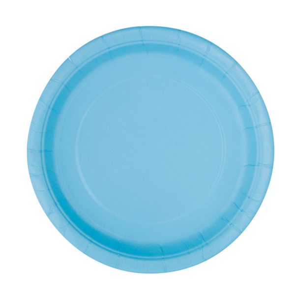 Unique 16 Pack Plates Powder Blue Round 9