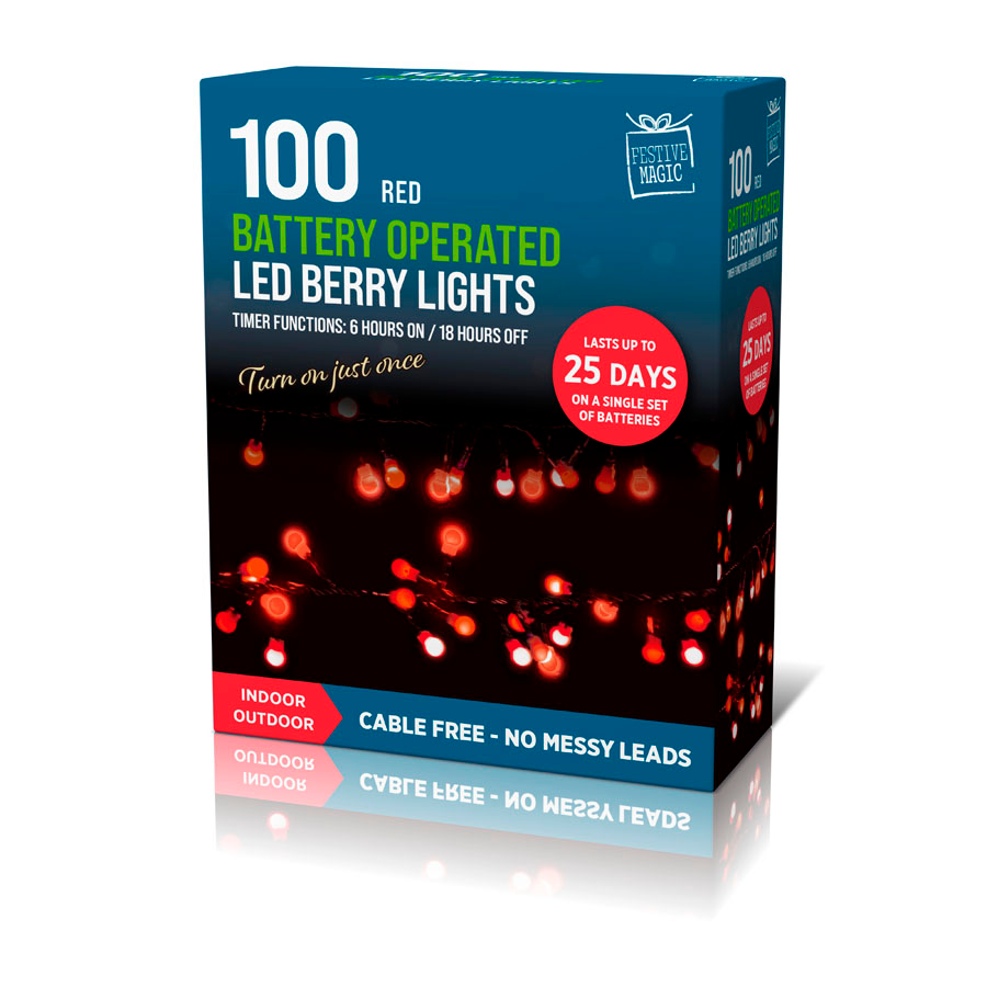 LED Lights Timer Red 100pk (Battery Operated)