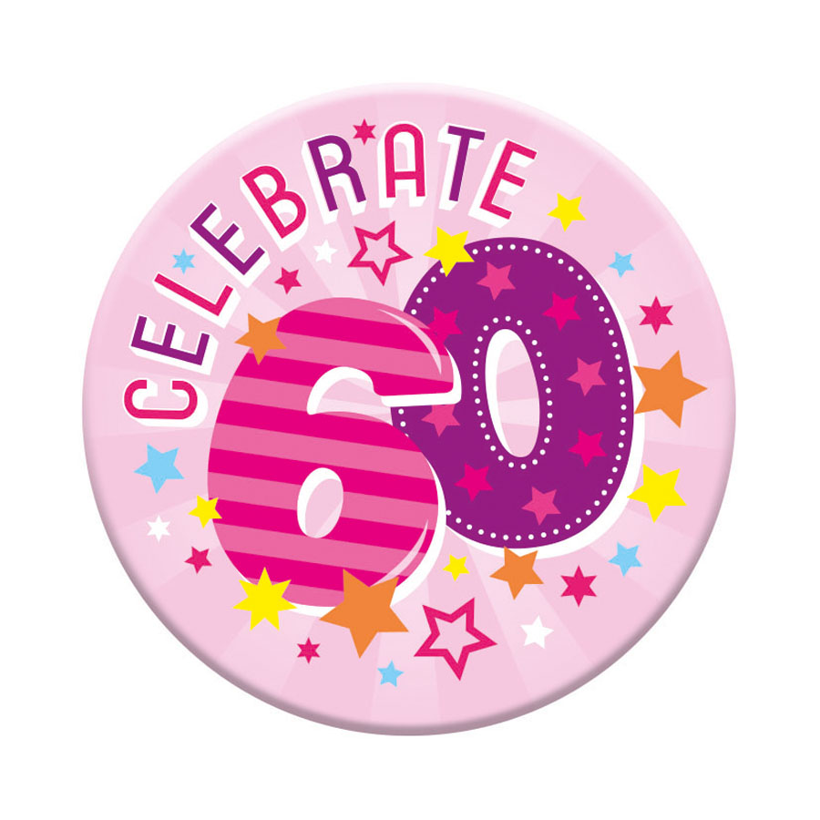 Six small Tiger Feet birthday badges featuring the number 60, perfect for celebrating milestone birthdays.