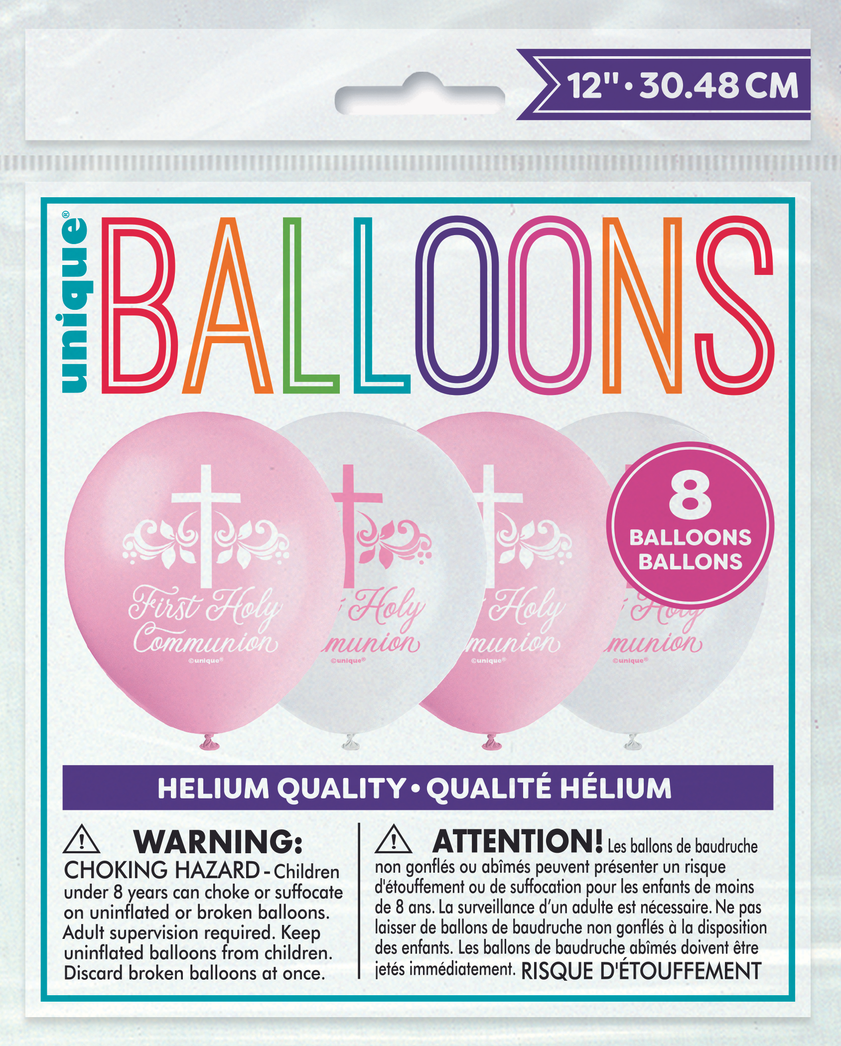 Unique Communion Pink 12" Latex Balloons 8pk