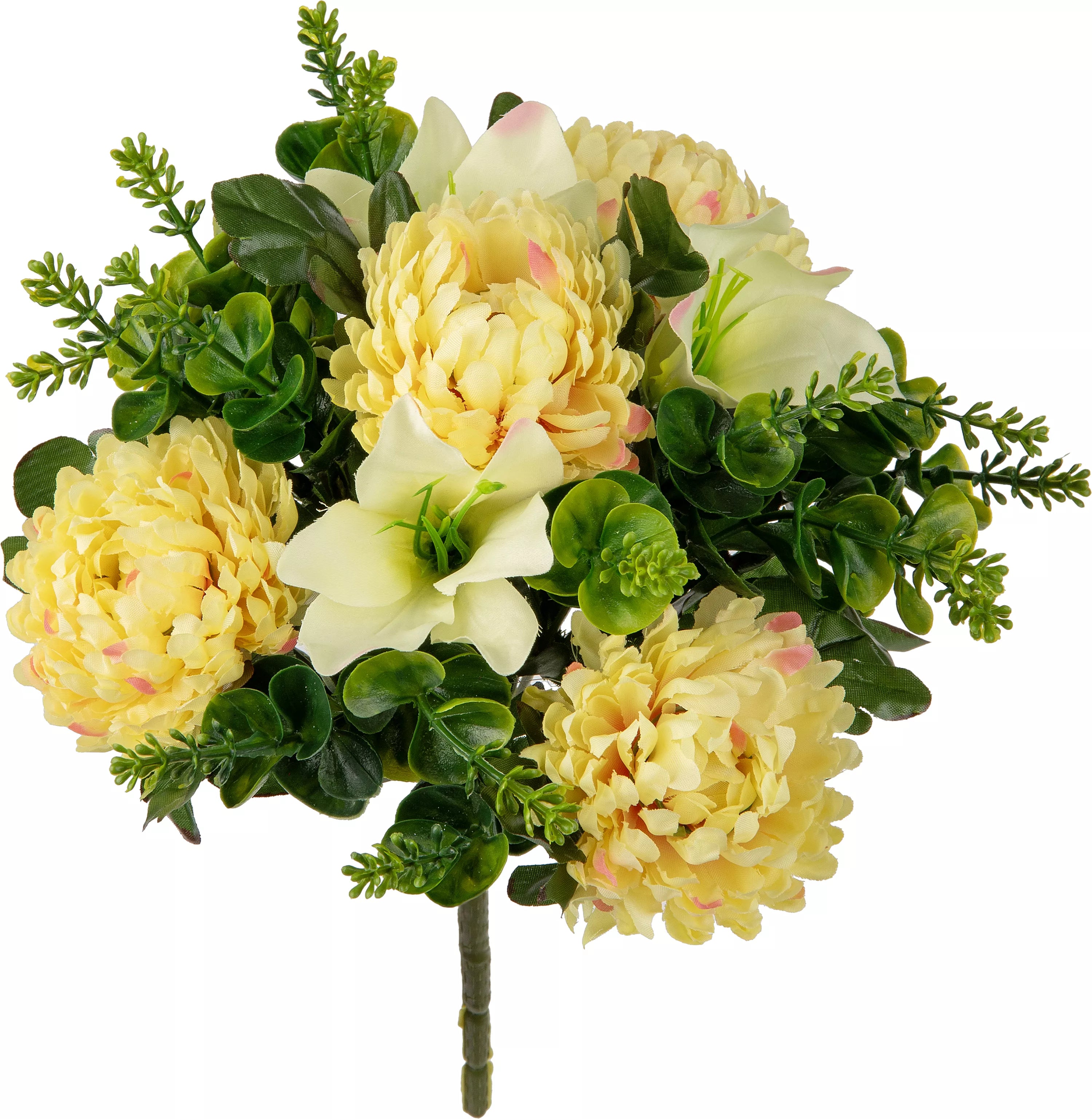 Eleganza Chrysanth, Lily & Eucalyptus Ivory 33cm