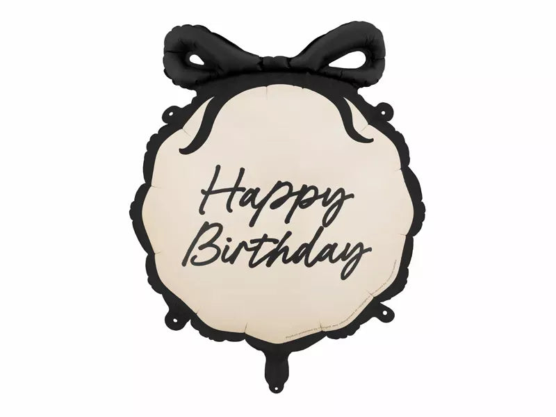 PartyDeco 18-inch foil balloon with "Happy Birthday" design, shiny gold finish, perfect for birthday celebrations.