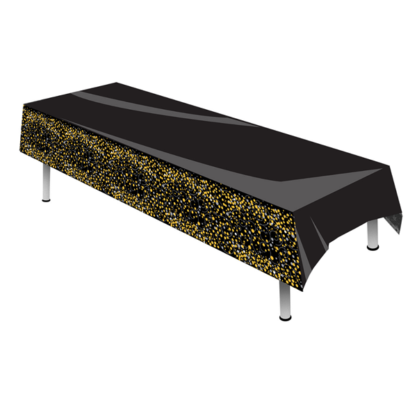 Oaktree Tablecover Fizz Black & Gold 1.37x2.6m