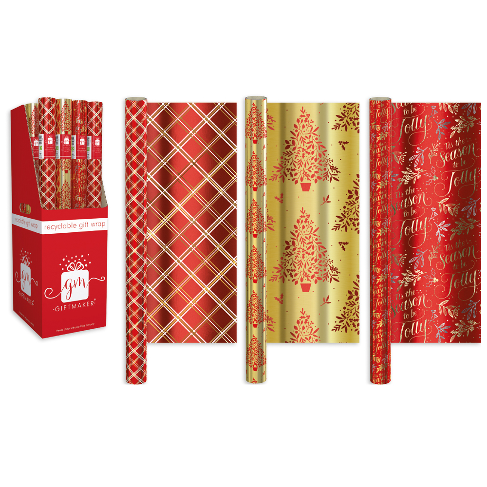 Rollwrap Christmas Traditional 1.5m 50pk