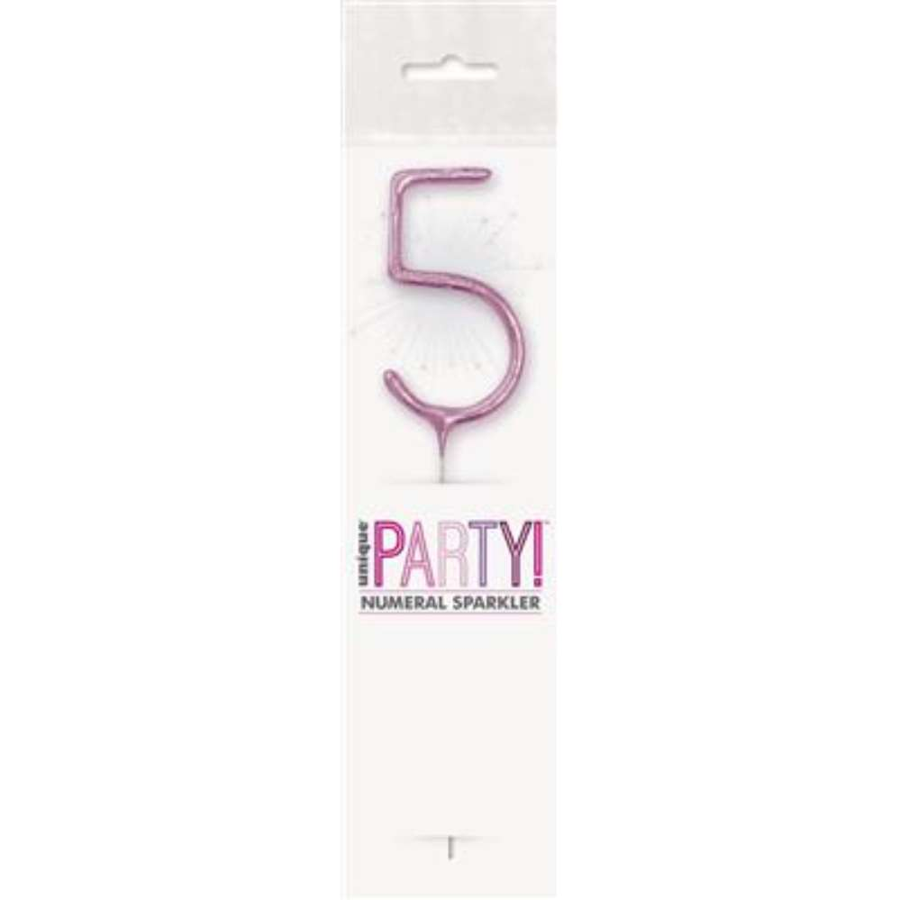 Unique Party Candle Sparkler Number 5 Pink 7