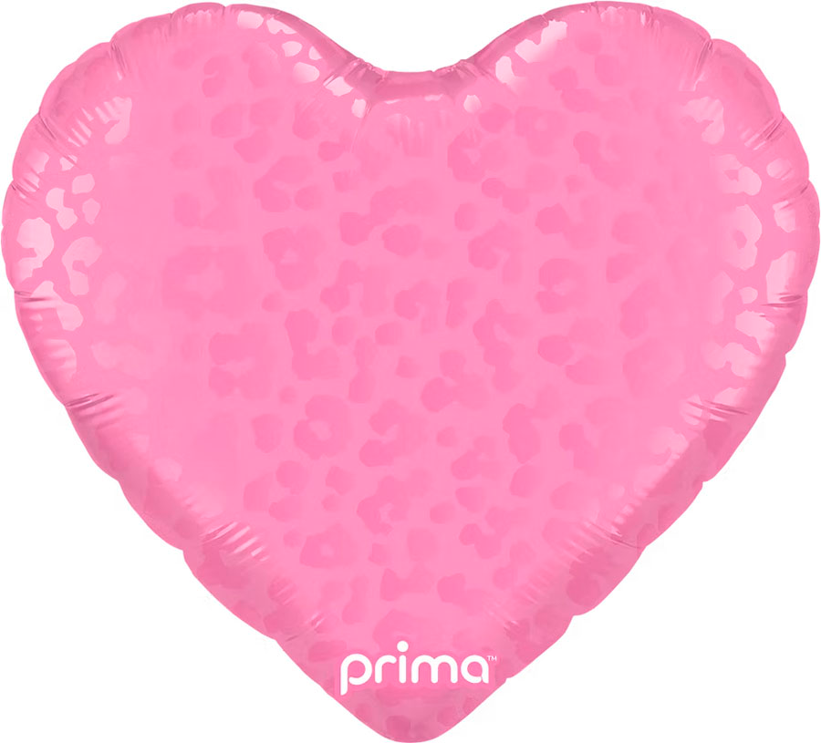 Prima Foil Balloon Leopard Print Pink Heart 18