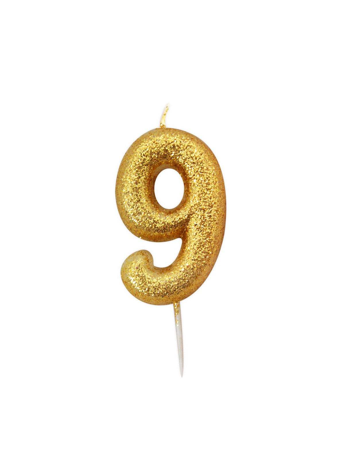 Creative Party Candle Number 9 Glitter Gold 7cm
