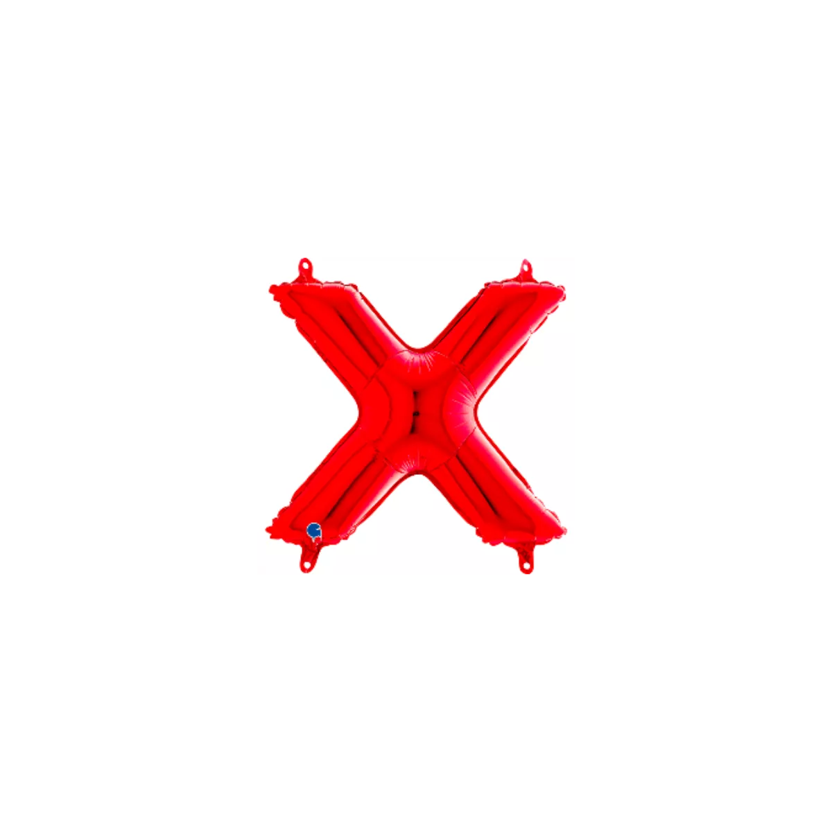 Red Grabo foil balloon in the shape of the letter X, 14 inches tall, with shiny metallic surface and bold design.