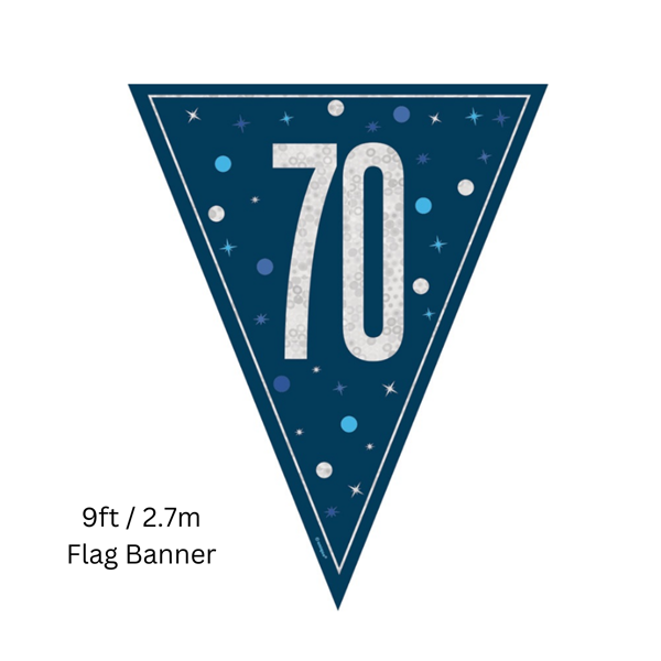 Unique Flag Banner Blue Glitz Age 70 9ft