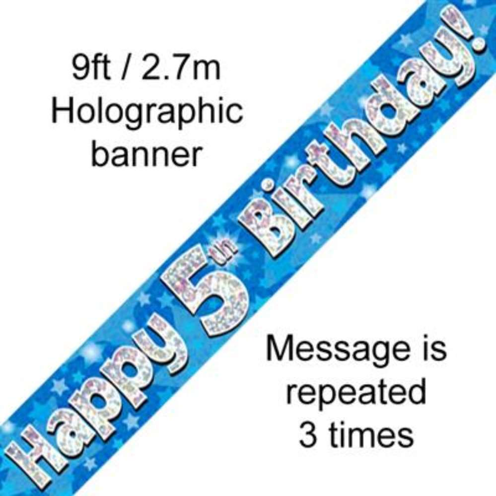 Oaktree Banner Age 5 Blue Holographic 9ft