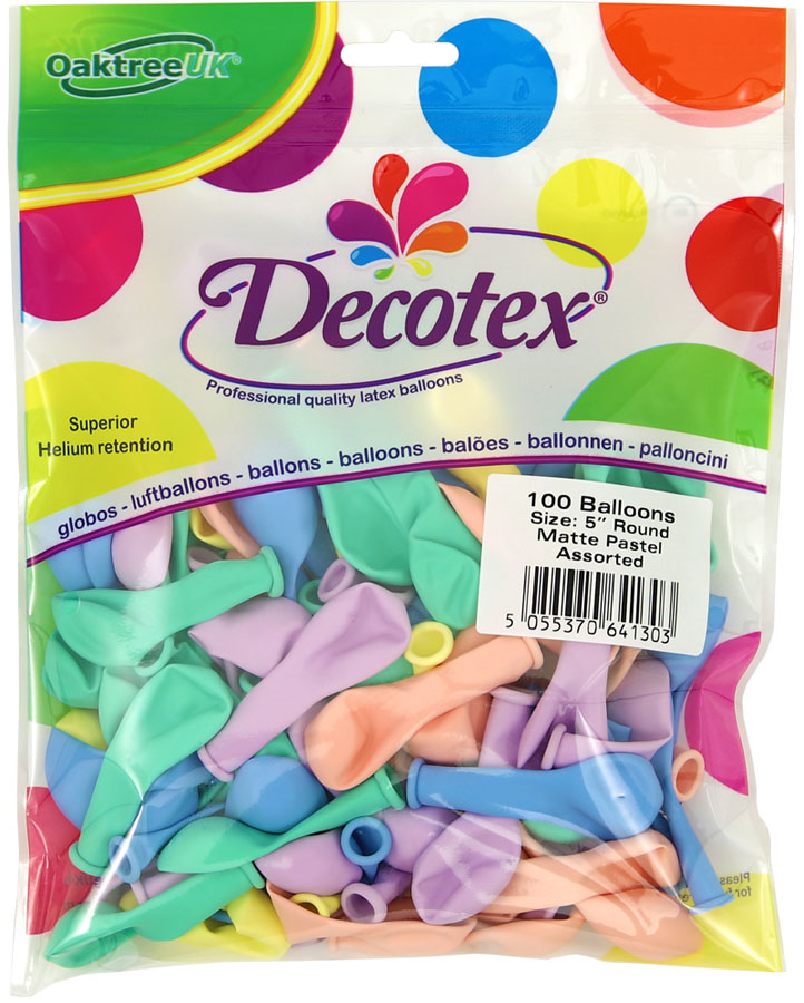 Decotex Pro Matte Pastel Assorted 5" Latex 100pk