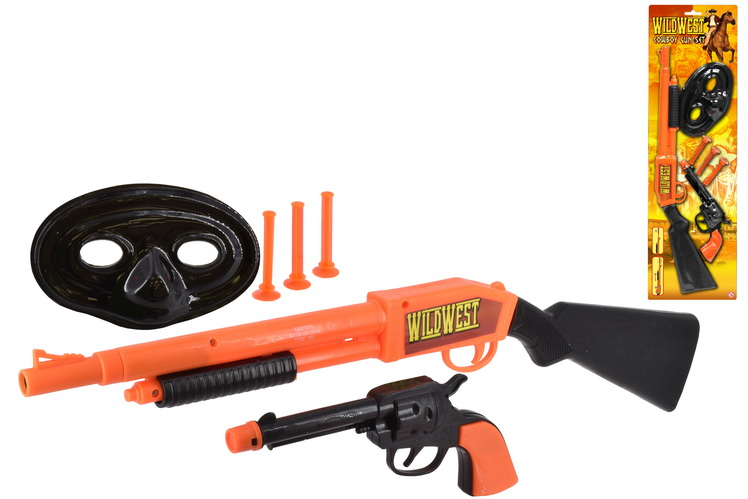 Kandy Toys cowboy gun set for kids, featuring toy pistols and accessories in a colorful playset, suitable for imaginative play.