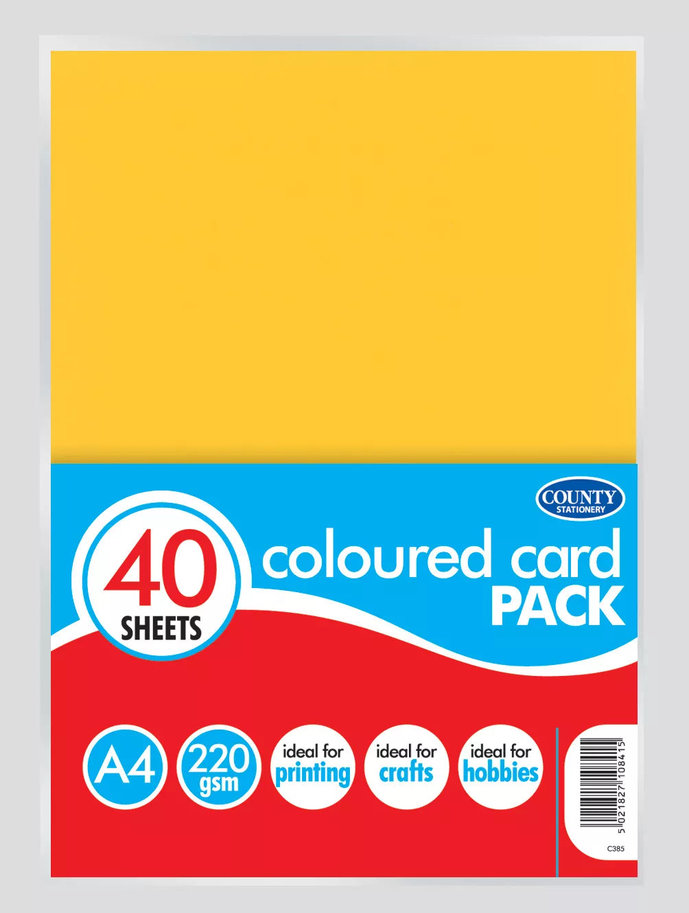 A4 Colour Card set by County Stationery with 40 sheets of vibrant colored paper for crafts and creative projects.