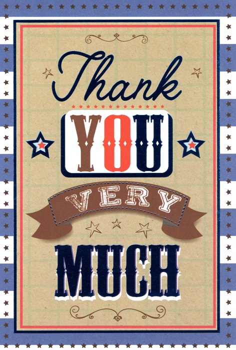 Six Simon Elvin thank you cards from the C50 Everyday Thank You set, featuring simple, elegant designs for expressing gratitude.