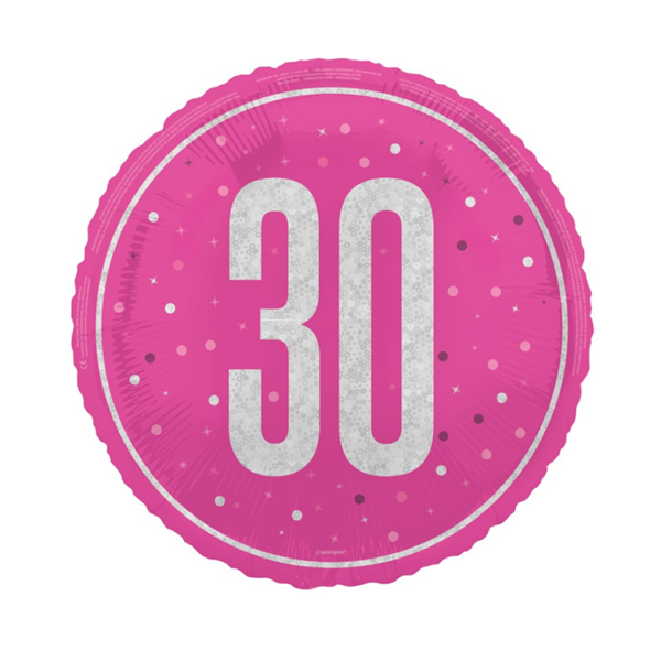 Unique Foil Balloon Pink Glitz Age 30 18"