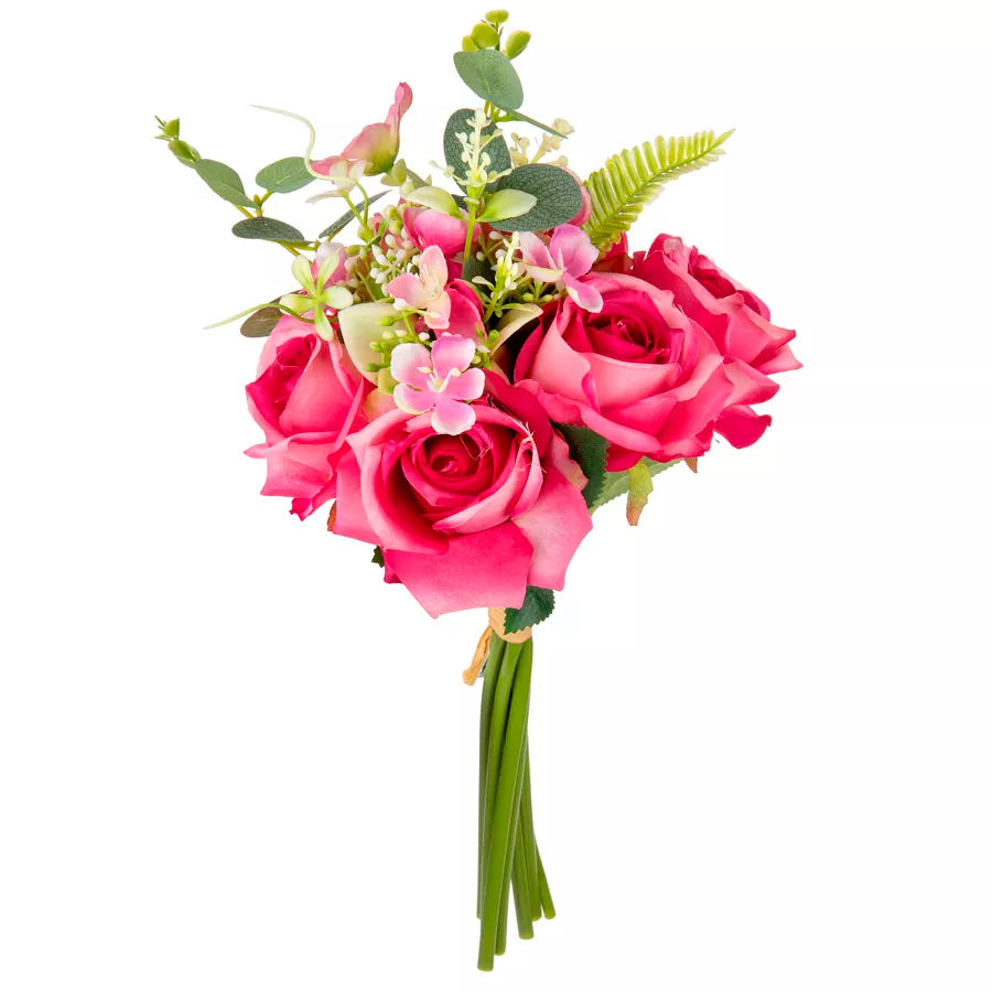 Eleganza Hand Tied Rose Bunch Dark Pink