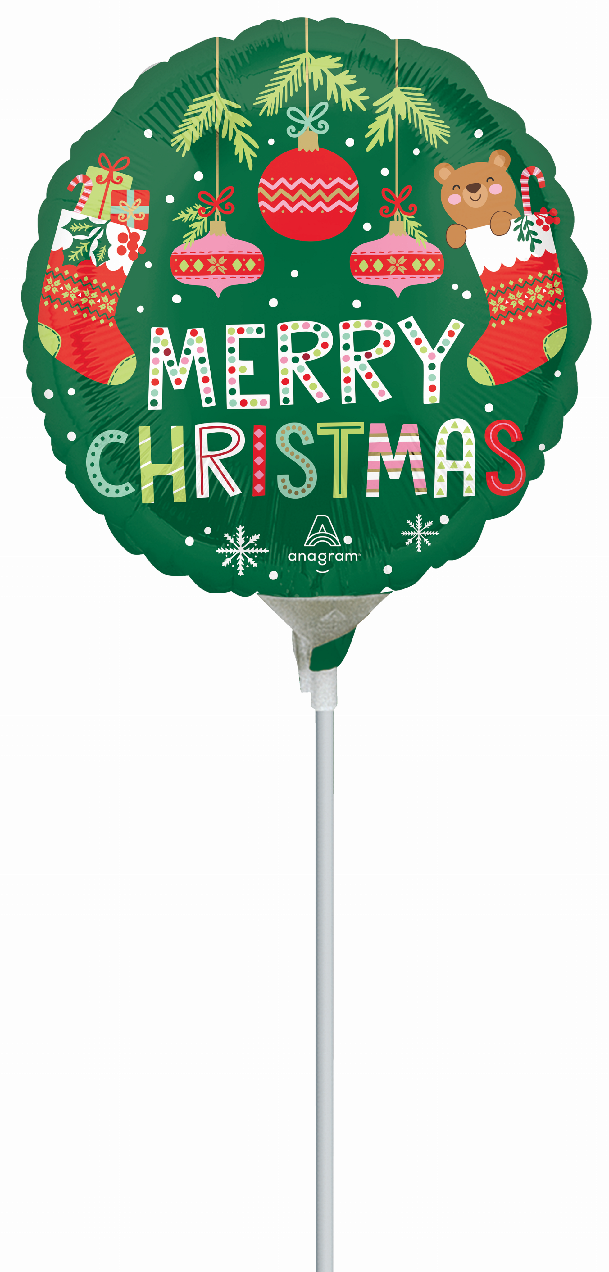 Anagram Beary Christmas 9" Air Fill Foil Balloon