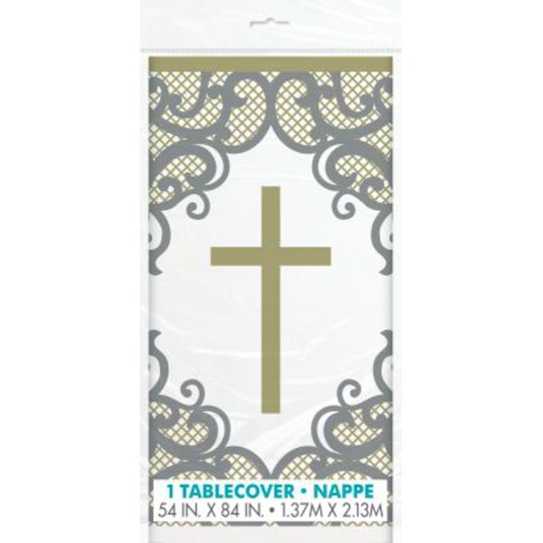 Unique Tablecover Gold & Silver Cross 54" x 84