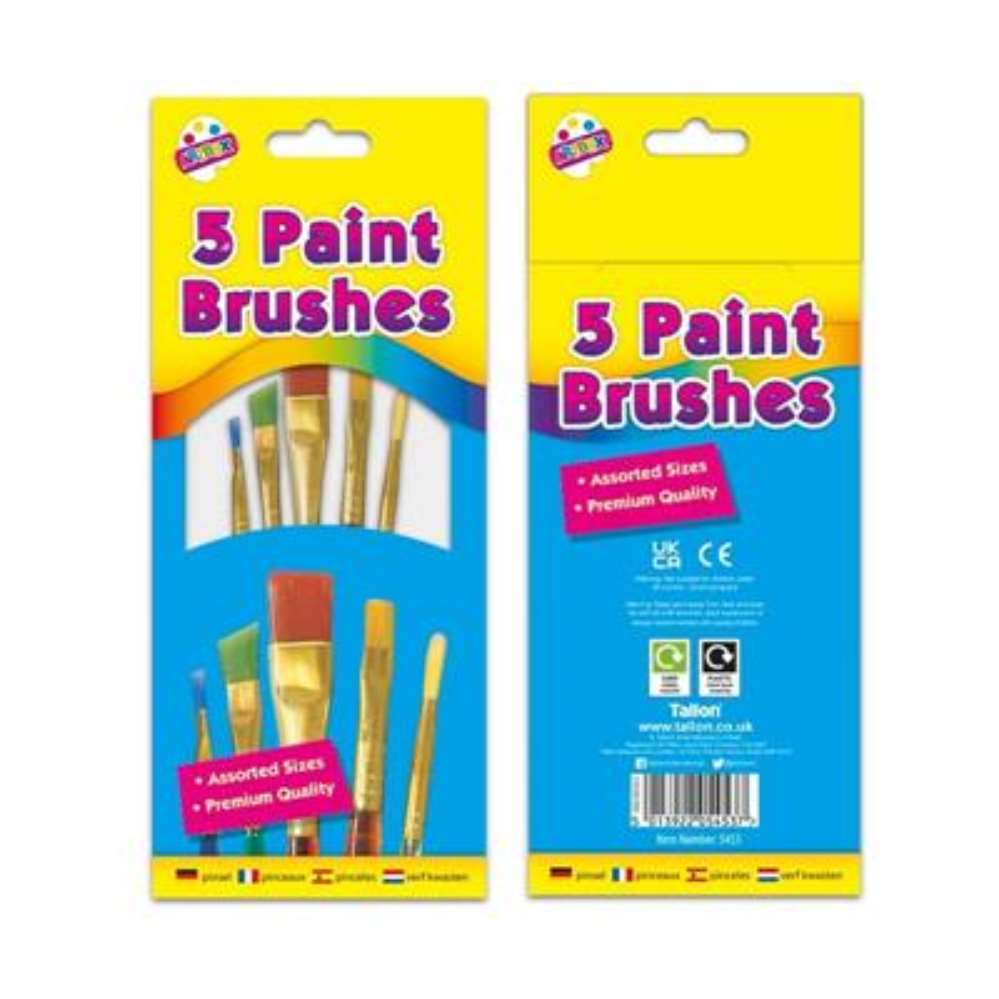 5 Paint Brushes Assorted