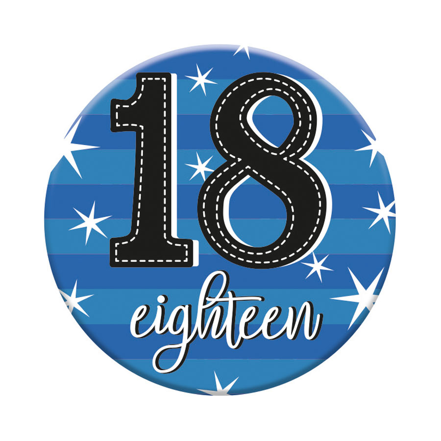 Six small Tiger Feet birthday badges with the number 18, featuring colorful designs for celebrating age milestones.
