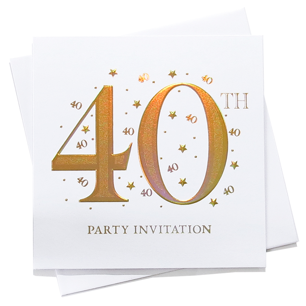 6pk C133SQ Invitations Birthday Age 40
