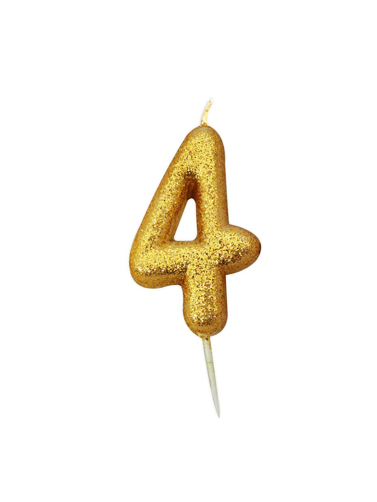 Creative Party Candle Number 4 Glitter Gold 7cm