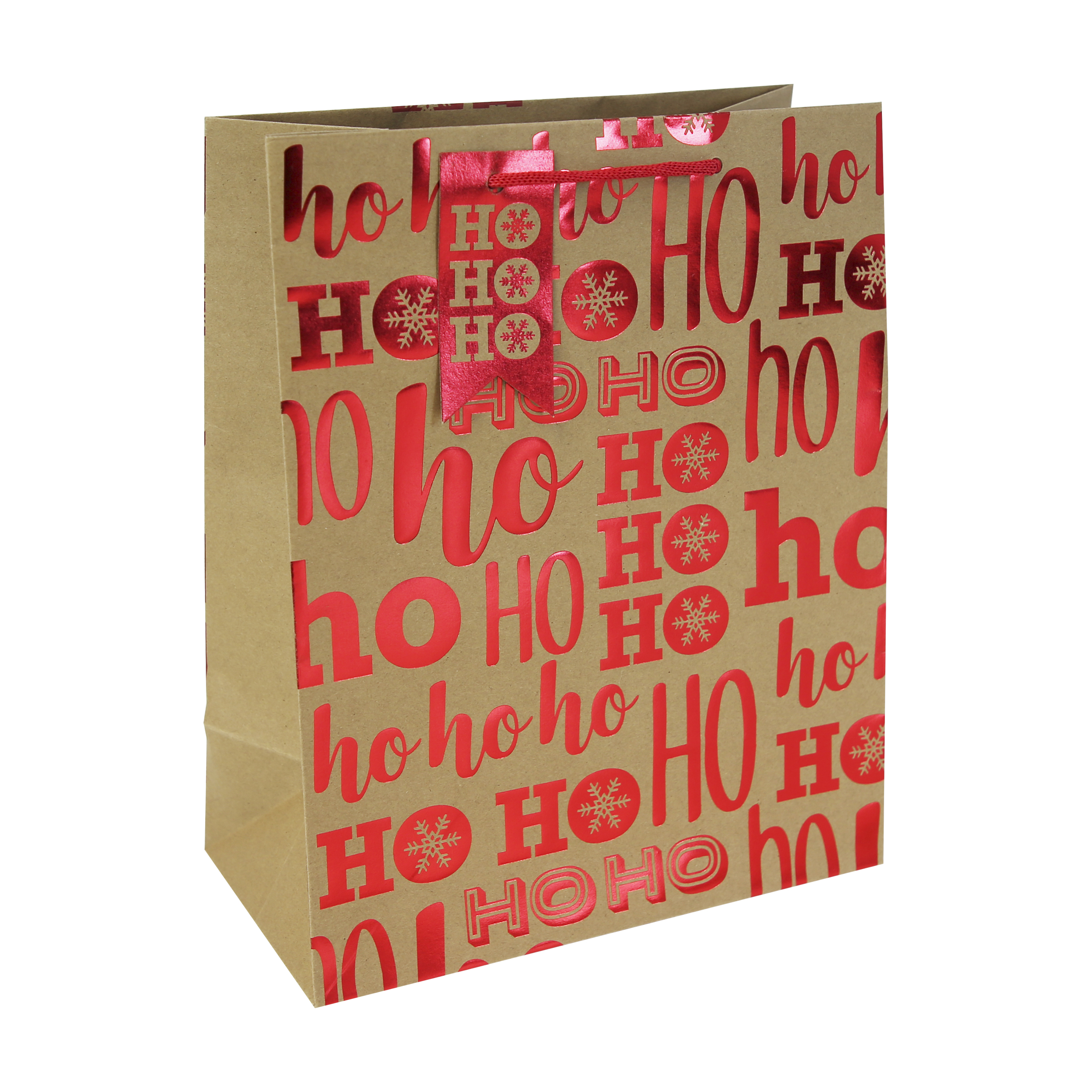 Ho Ho Ho Kraft Gift Bag 3pk