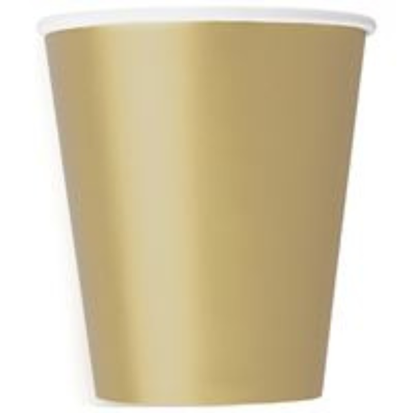 Unique 14 Pack Cups Gold 9oz