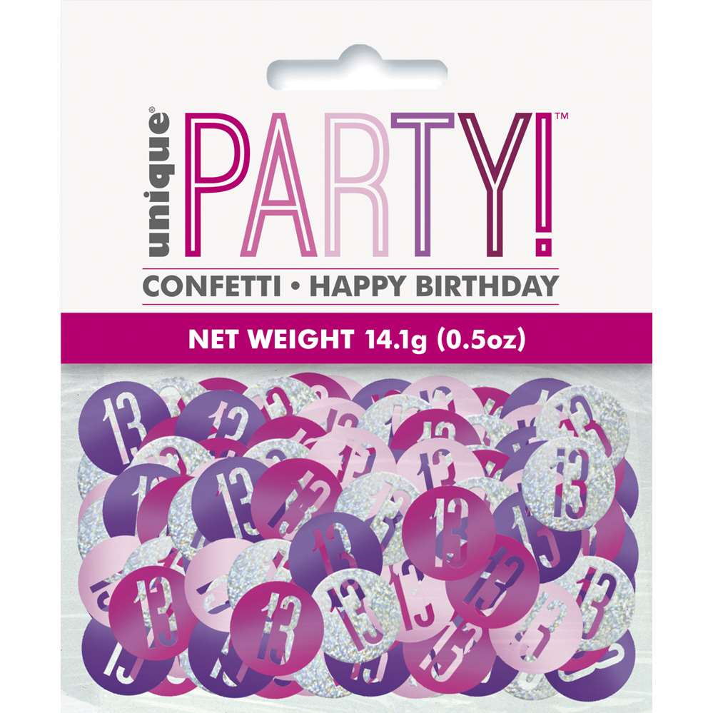 Pink Glitz 13th Birthday Foil Confetti 14g