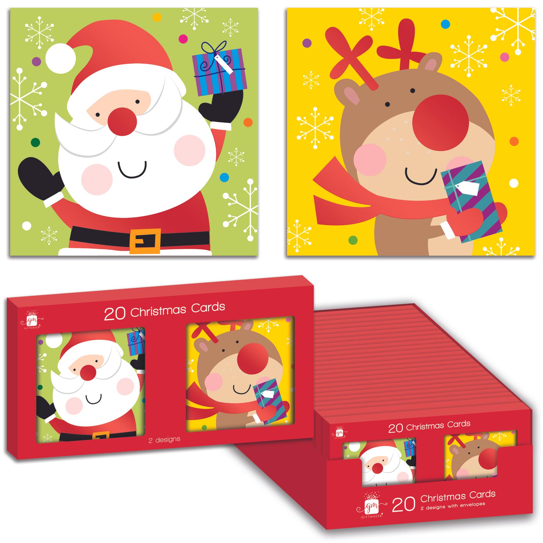IG Design Group 20 Pack Cards Mini Square Santa