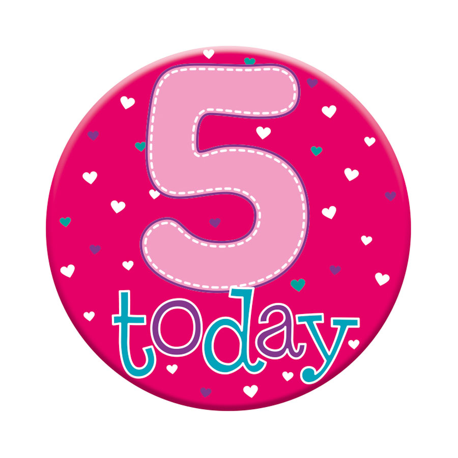 Six small Tiger Feet birthday badges featuring the number 5, perfect for celebrating a fifth birthday.