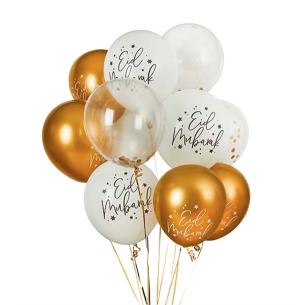 Eid Mubarak Bouquet 12" Latex Balloons 12pk