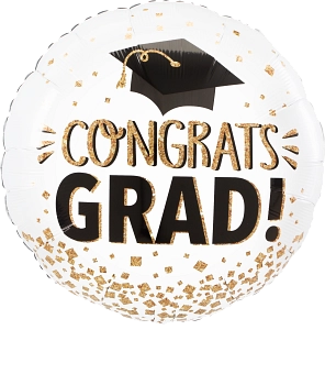 Anagram Grad Gold Glitter 21" Foil Balloon