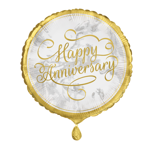 Unique Foil Balloon Happy Anniversary Gold 18"