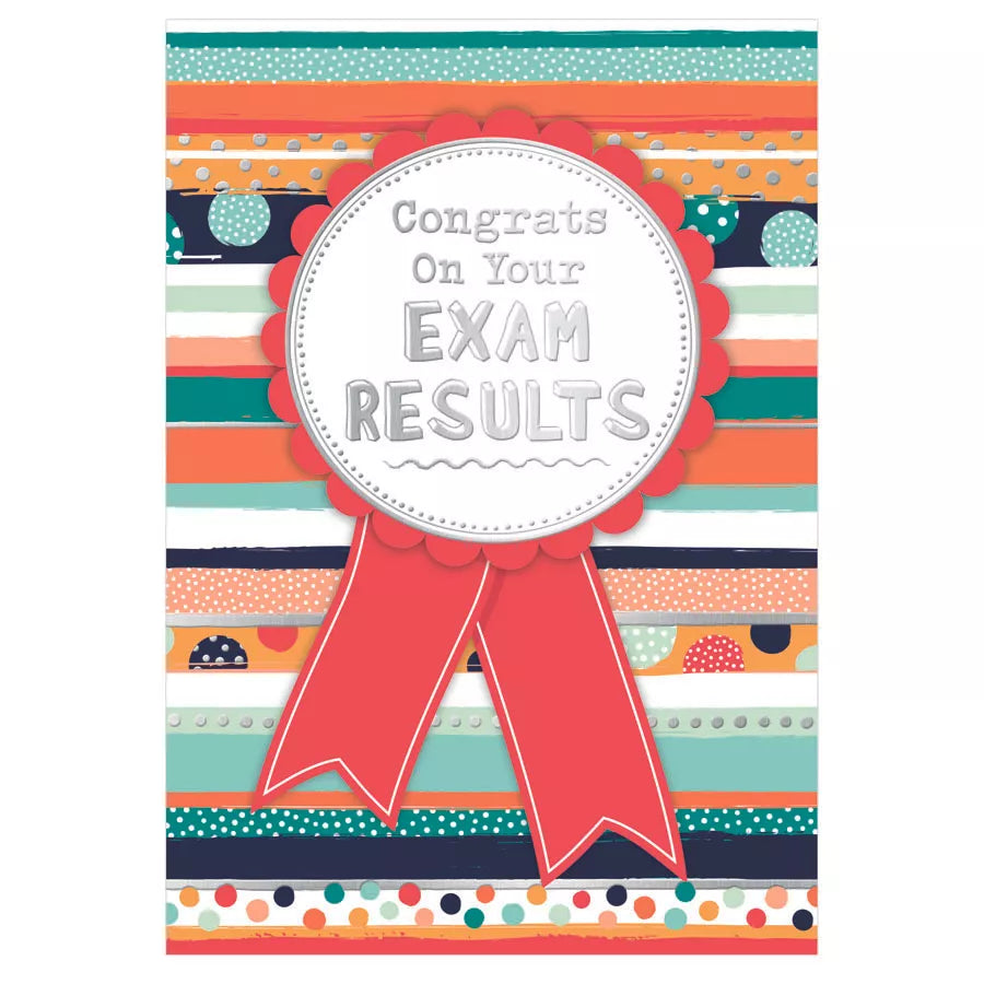 Set of six Prelude C50 Congratulations Exam Results cards featuring colorful designs for celebrating academic achievements.