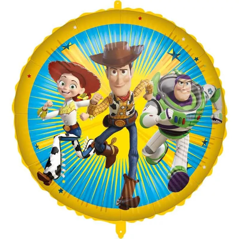 Procos Toy Story 18-inch foil balloon featuring colorful character images, shiny metallic surface, perfect for children's celebrations