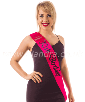 Alandra Satin Sash 30th Birthday Hot Pink
