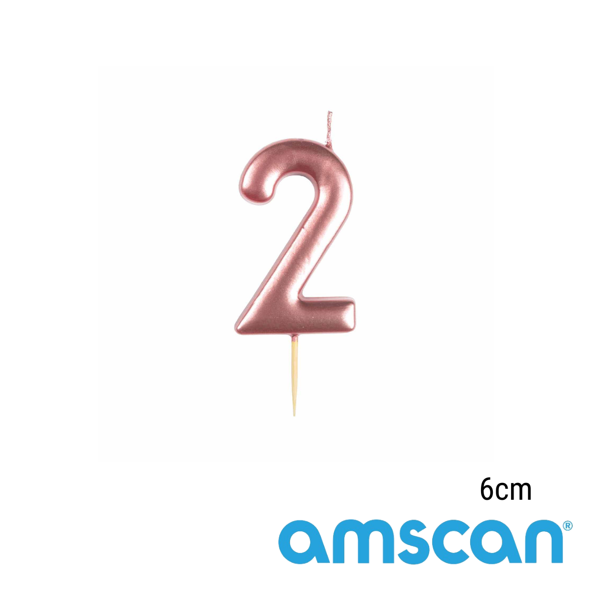 Amscan Rose Gold Number 2 Candle 6cm