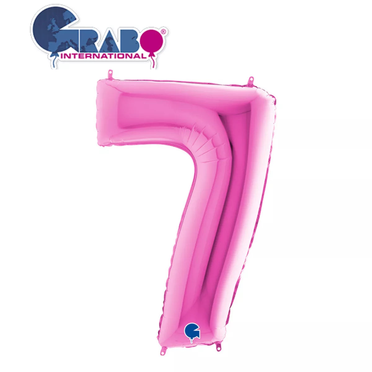 Fuchsia 40-inch Grabo foil balloon shaped as the number 7, shiny and vibrant for celebration decoration