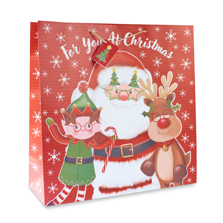12pk Giant Square Gift Bags Santa & Friends